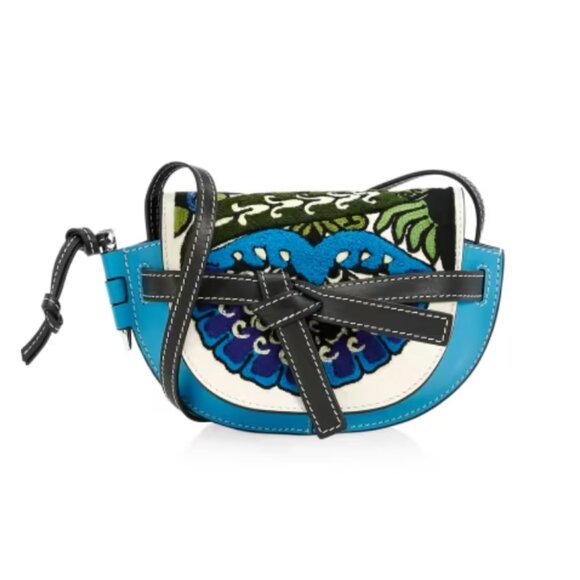 Loewe Handbags - Loewe Mini Gate Floral Leather Saddle Bag